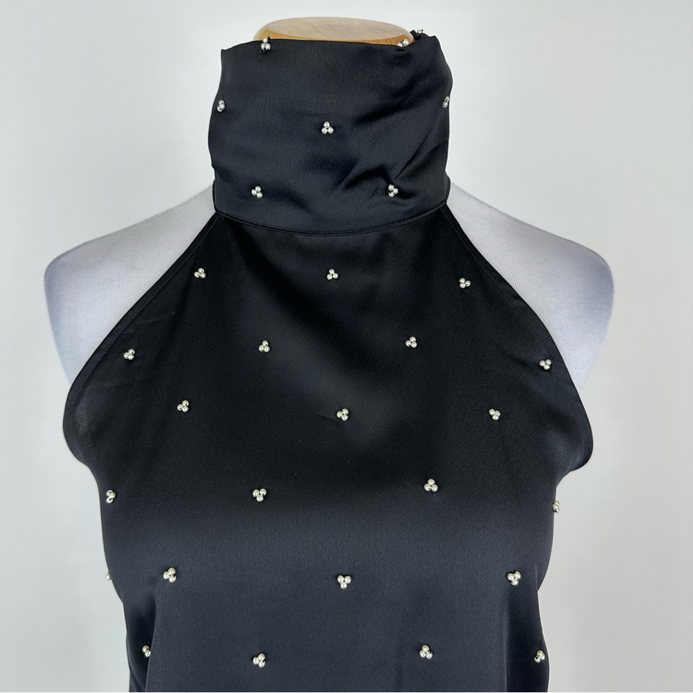 Ann Taylor Pearlized Detail Black Halter Top Size Small Petite - Picture 3 of 8